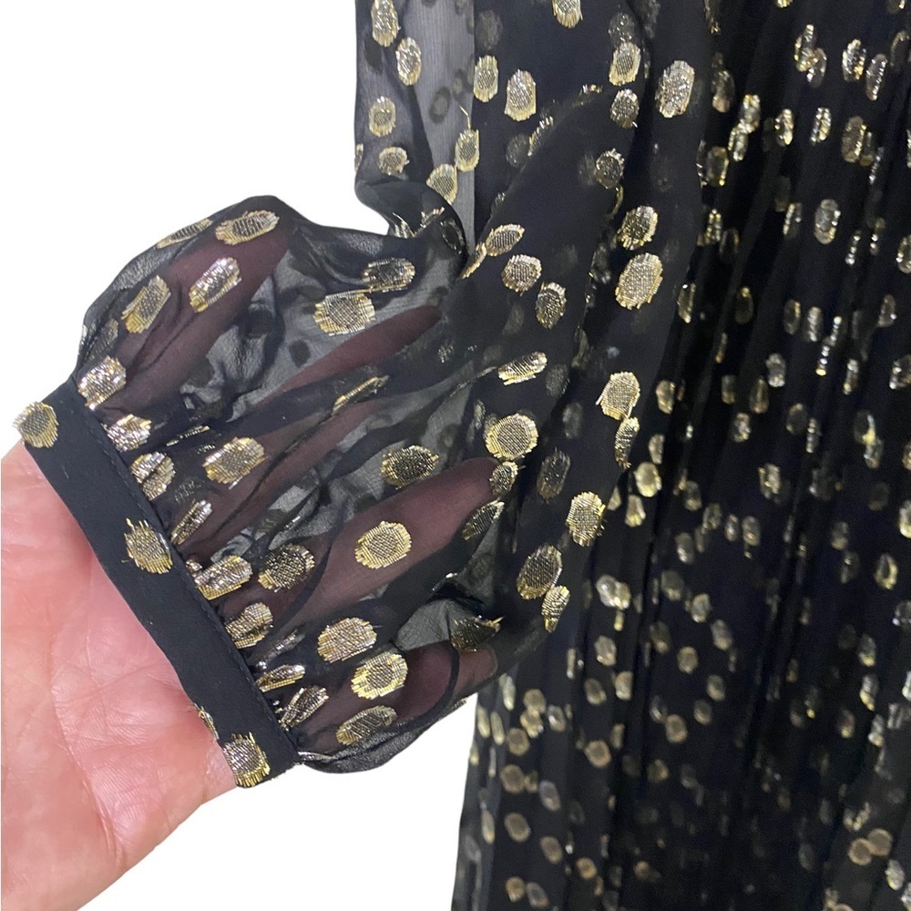 A Loves A Silk Metallic Pleated Long Sleeve Babydoll Dress Sz S $259 NEW HSH - Picture 6 of 12